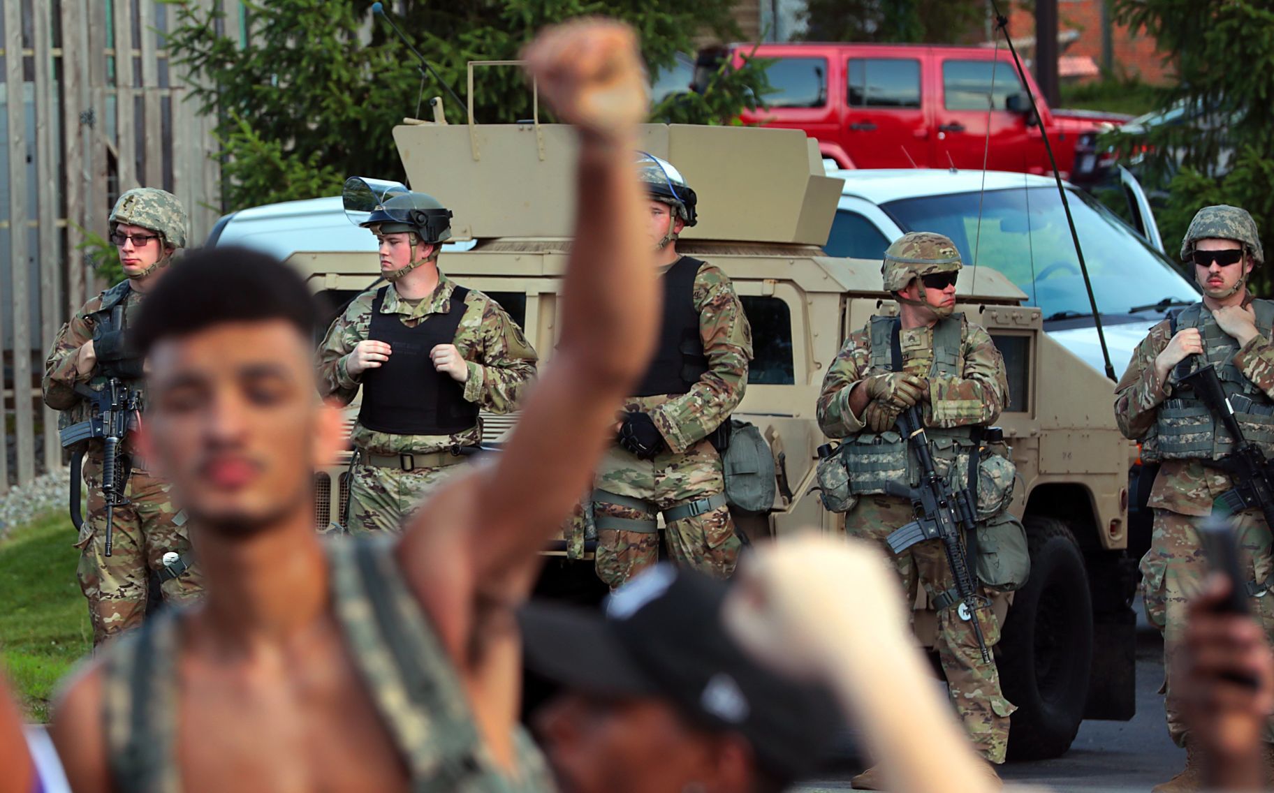 Protesters march in Florissant